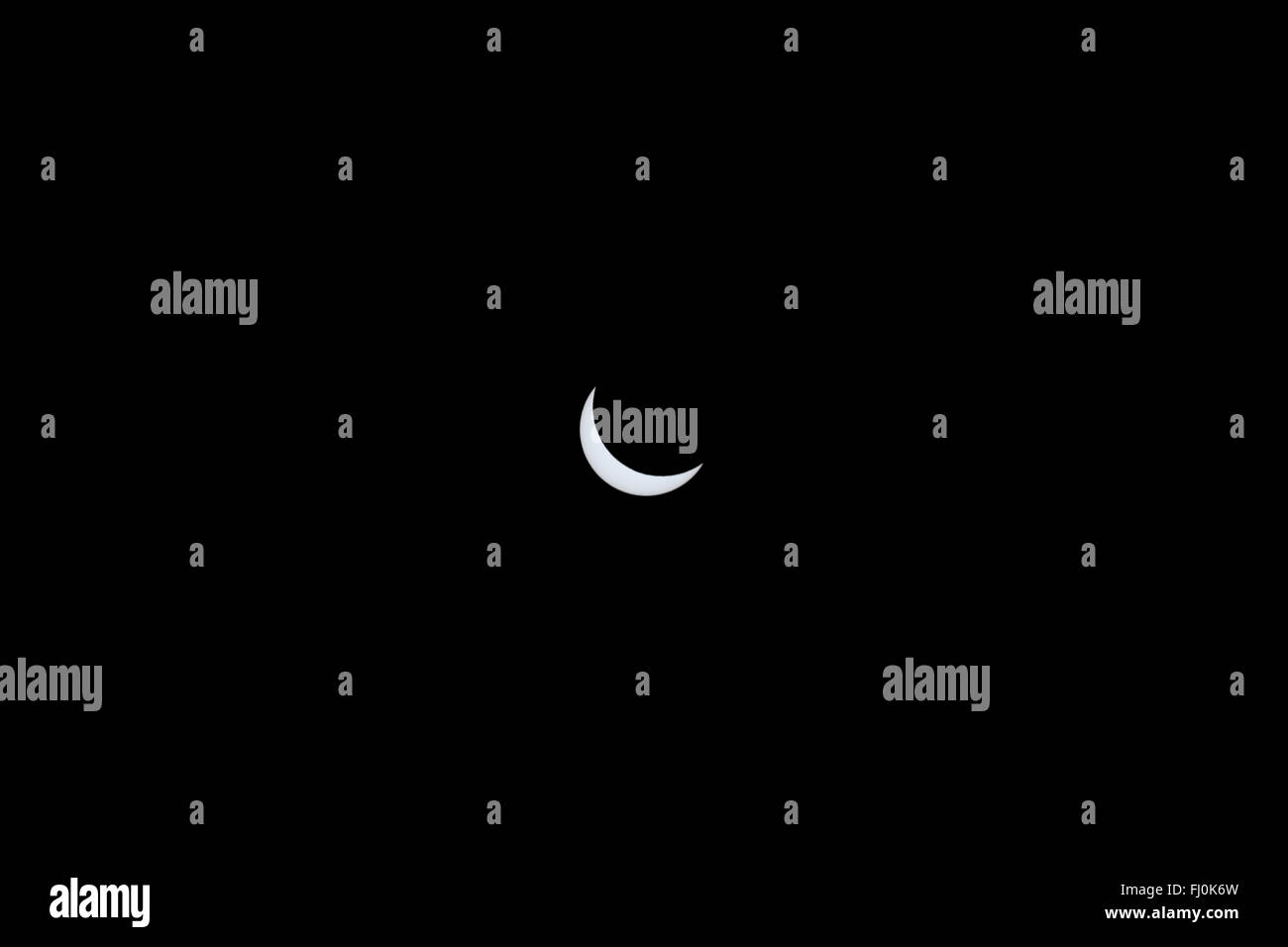 Eclissi solare; parziale; Marzo; 2015; Cornovaglia; Regno Unito Foto Stock
