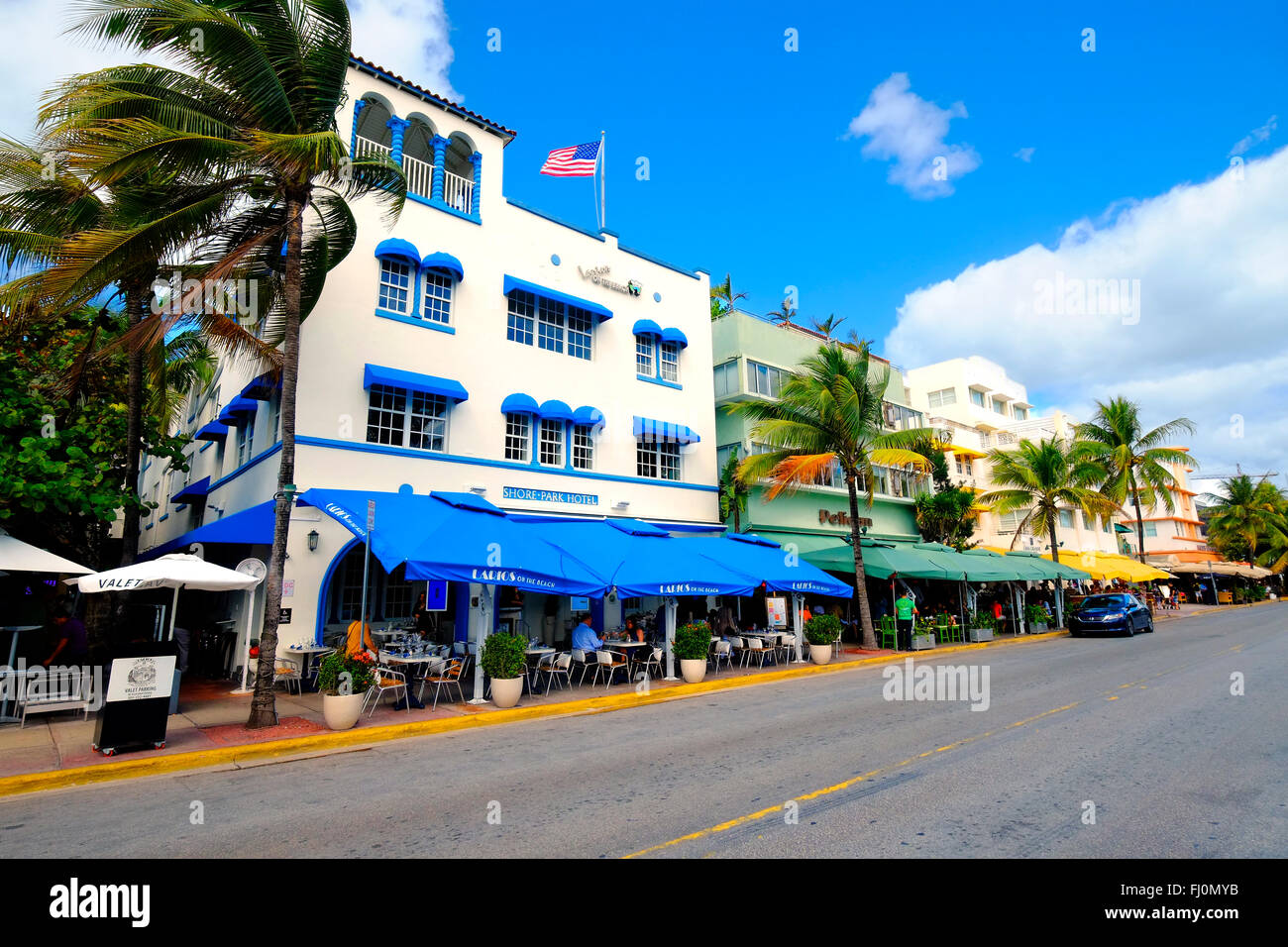 Miami Beach Florida FL Art Deco Ocean Drive e South Beach Foto Stock