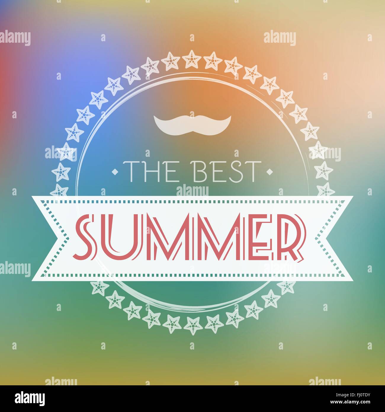 Best summer Flyer illustrazione vettoriale. Vacanze Vacanze a caldo scheda. Agenzia di viaggi modello di pagina di intestazione in un colorato sfondo sfocato. Illustrazione Vettoriale