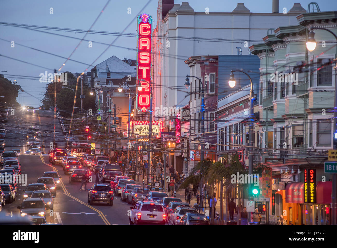 Il quartiere Castro, dotate di Castro cinema nelle vicinanze Market Street, San Francisco, California, Stati Uniti d'America Foto Stock