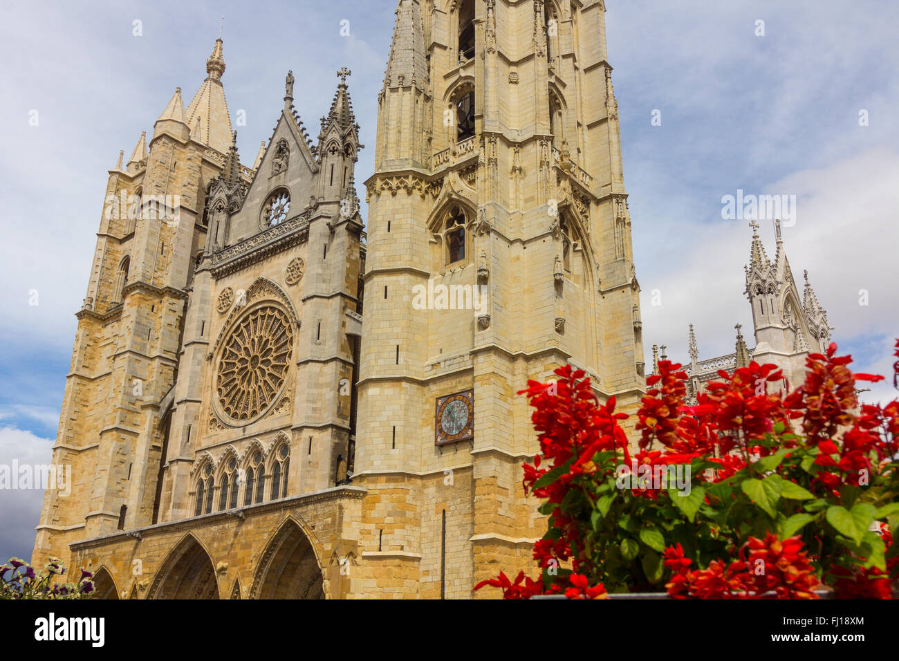 Famosa Cattedrale di Leon in Spagna Foto Stock