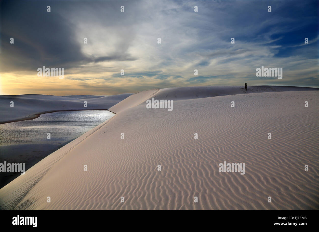 Dune di sabbia e il paesaggio di Lençois Maranhenses, Barreirinhas , Maranhão , Brasile Foto Stock