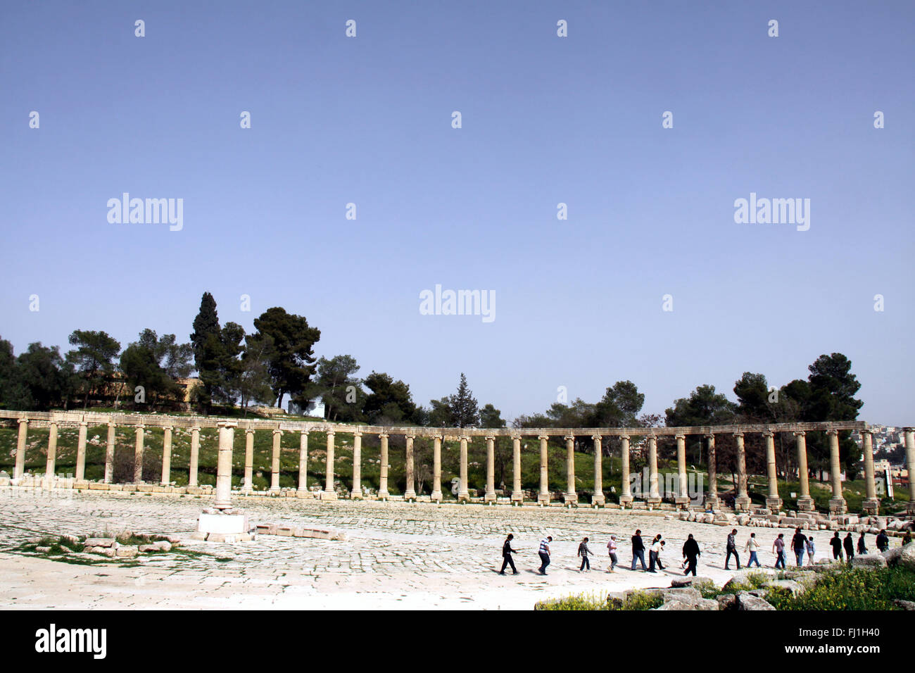 Rovine della città greco-romana di Gerasa , Jerash , Giordania Foto Stock