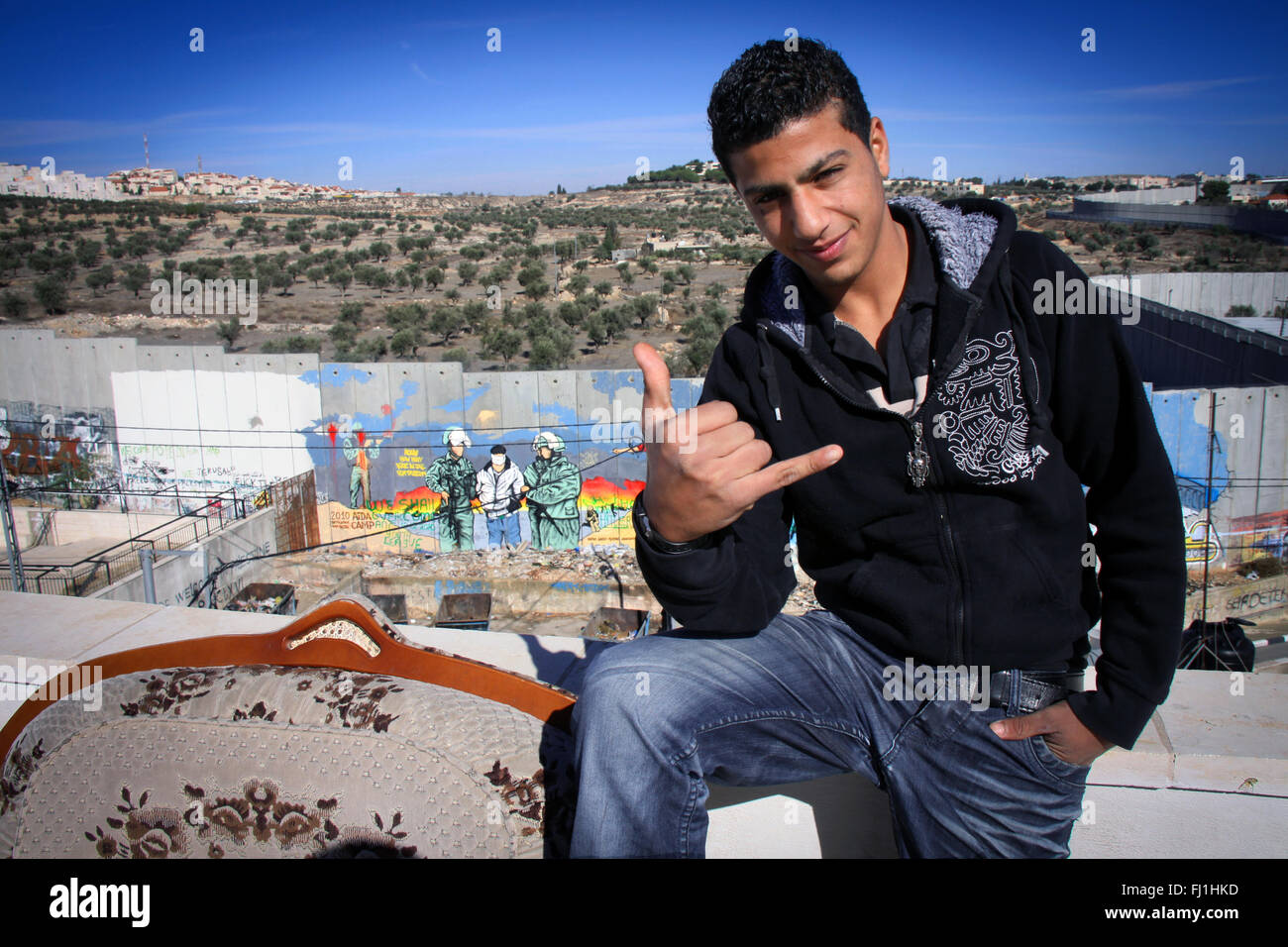 I ragazzi in Aïda Refugee Camp - Palestina Foto Stock