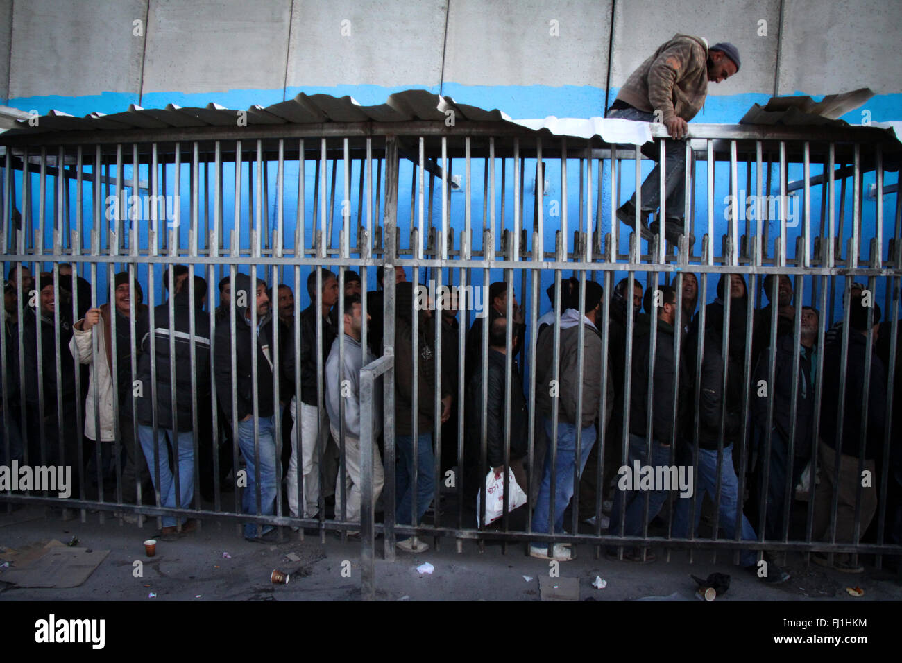 Palestina - Betlemme checkpoint 300 e Cisgiordania parete - palestinesi dei Territori occupati Foto Stock