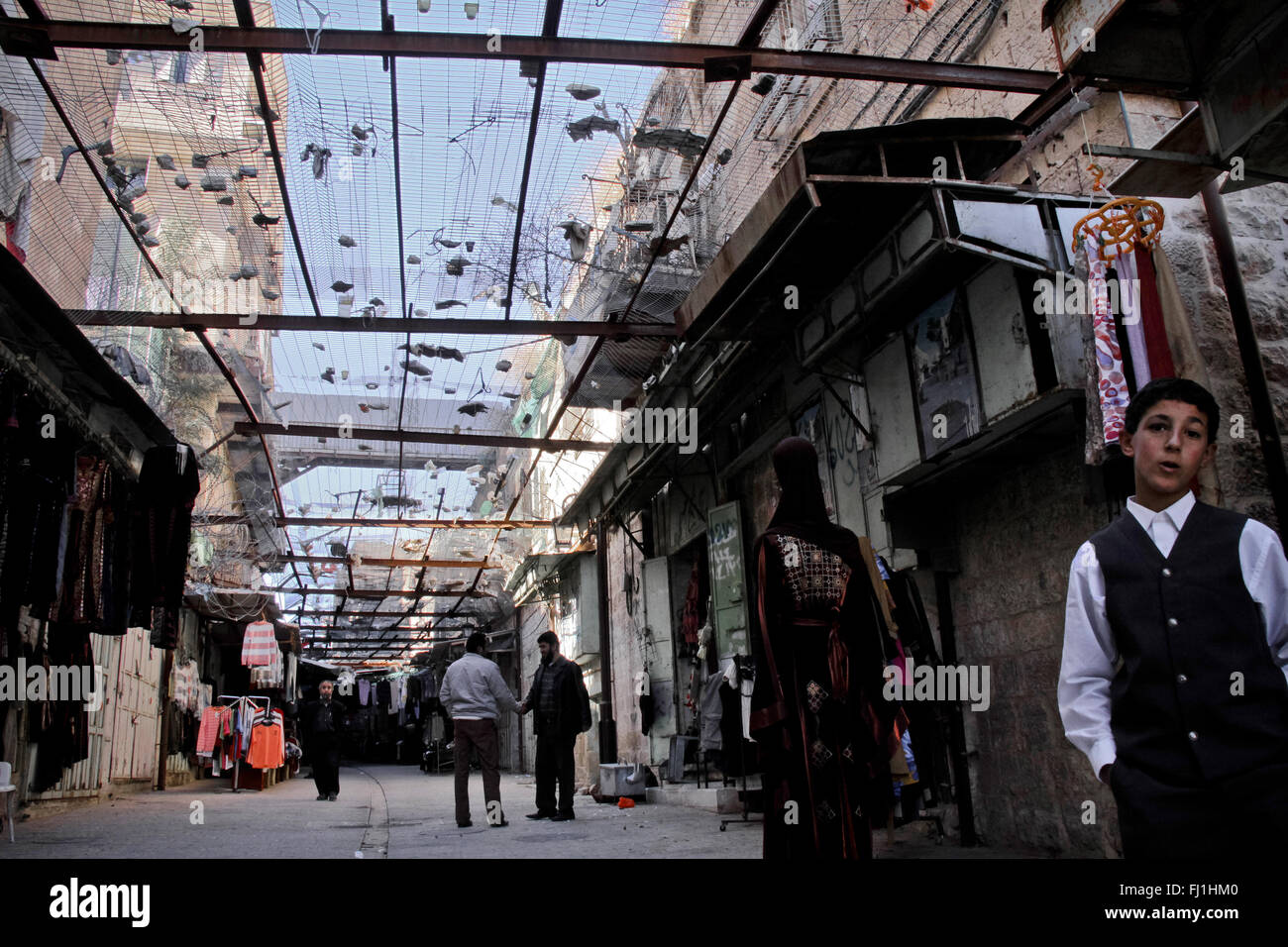 Strade di Hebron, principale mercato, Palestina - palestinesi nei territori occupati Foto Stock