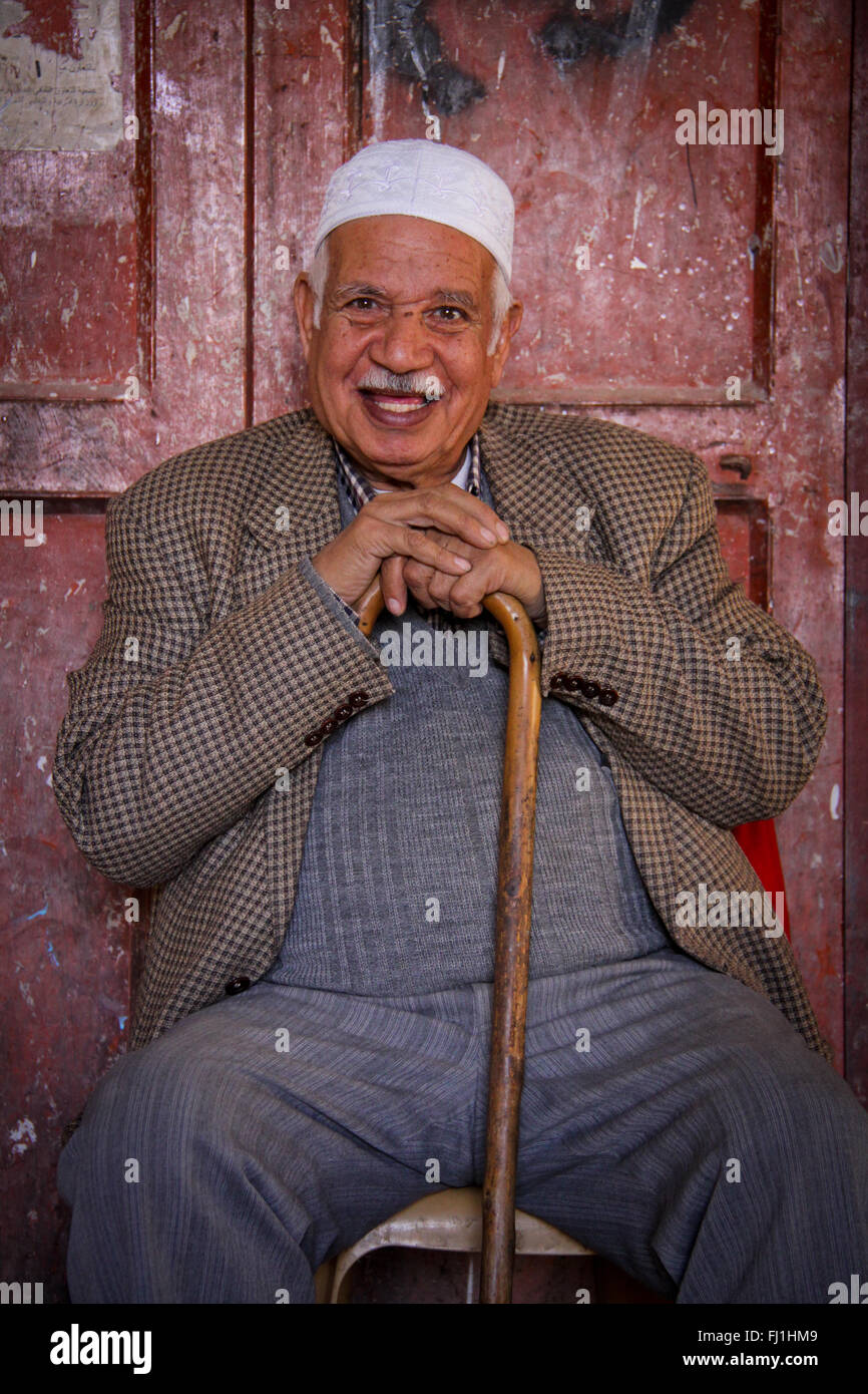 Palestina - vecchio uomo palestinese a Hebron Foto Stock