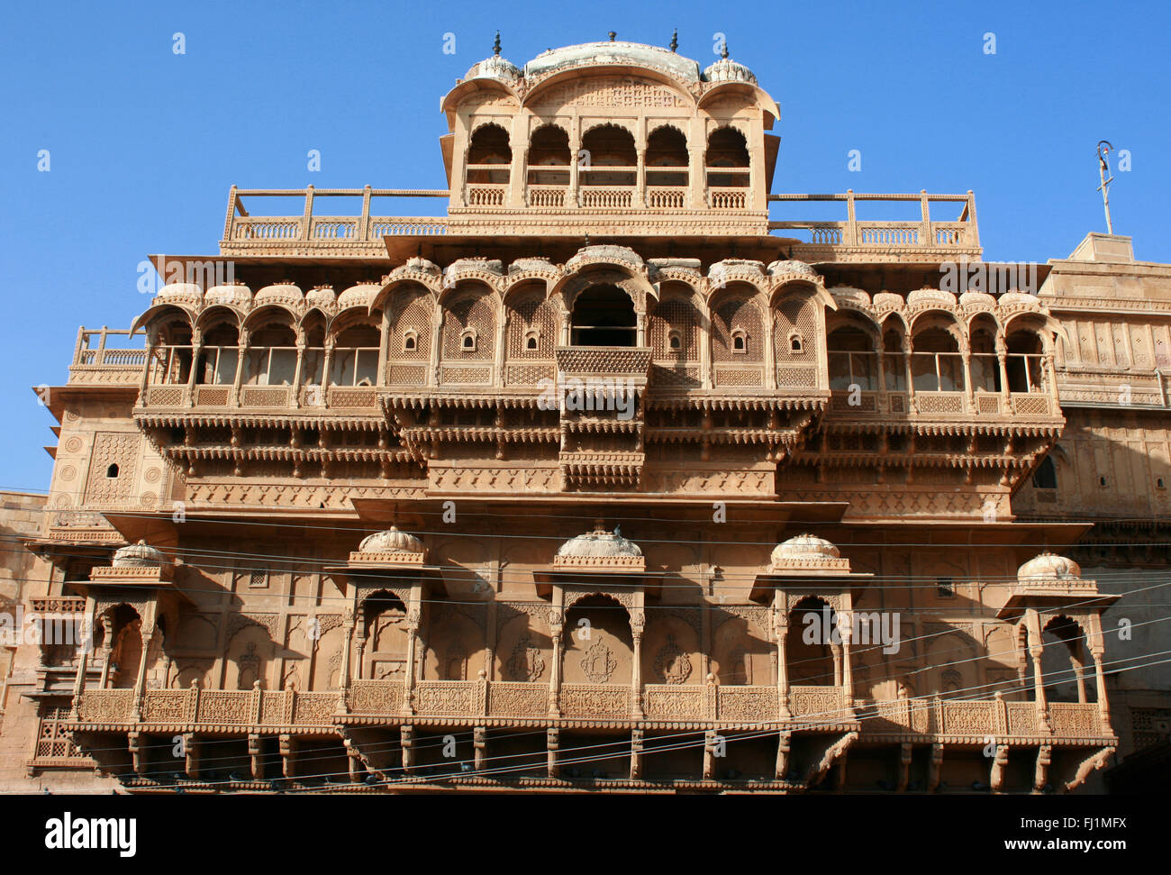 Architettura Haveli in Jaisalmer fort, Rajasthan, India Foto Stock
