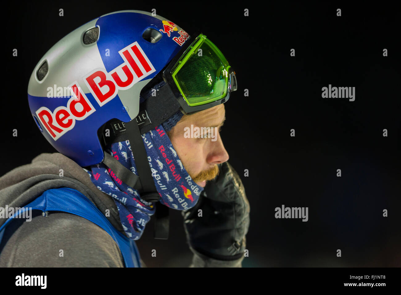 Toyen, Big Jump Oslo, Norvegia. Il 27 febbraio, 2016. Red Bull X Games Oslo  2016. Uomini Snowboard Big Air finale. Billy Morgan del Regno Unito in  azione durante l'uomo Snowboard Big Air