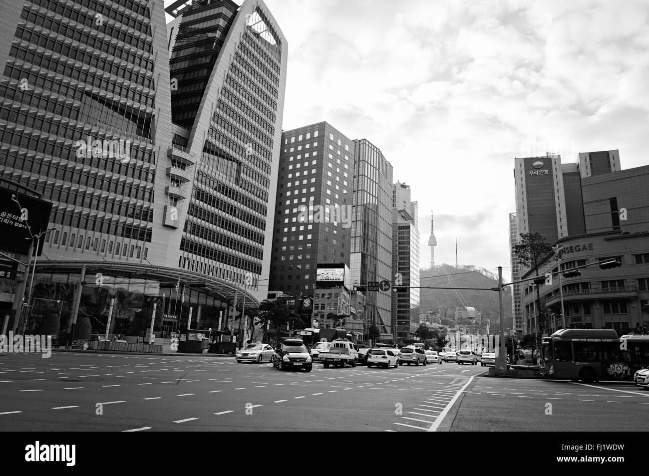 Vista della Torre di Namsan Foto Stock