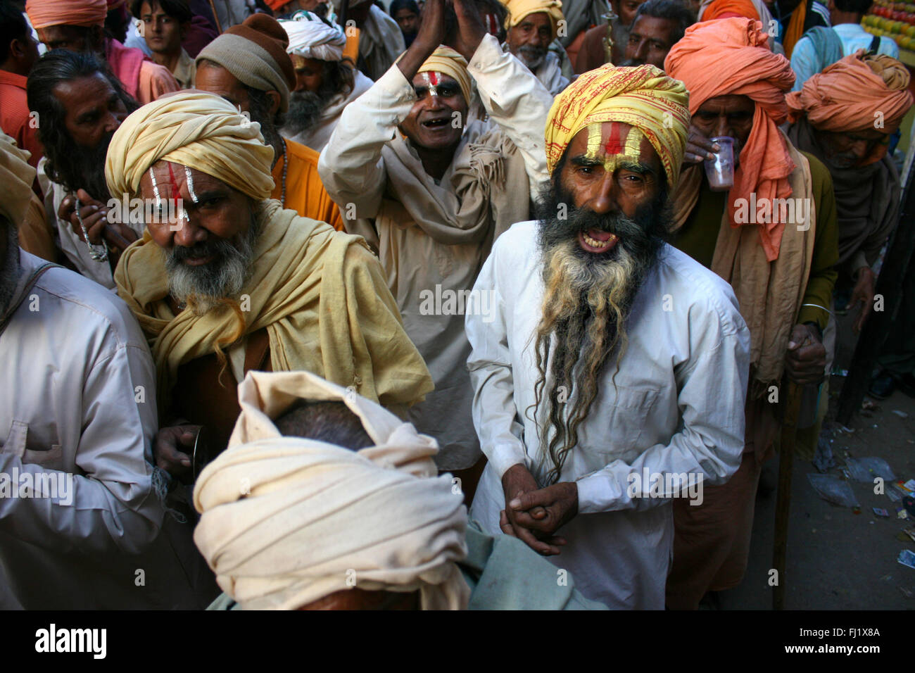 La folla in Pushkar durante il Pushkar mela , Rajasthan, India Foto Stock
