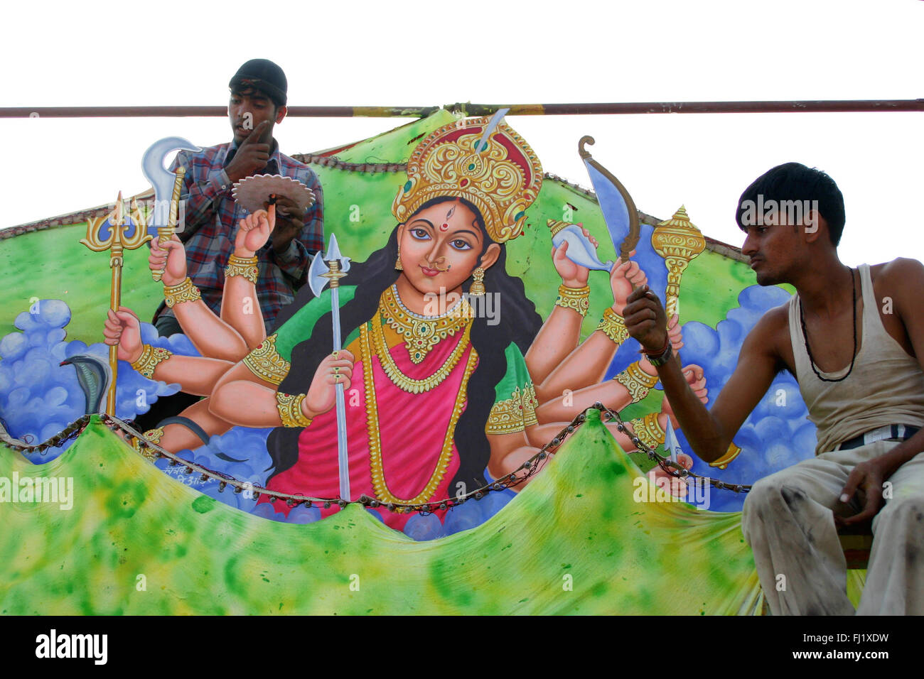 Durga icin durante il Pushkar mela camel fair , persone Foto Stock