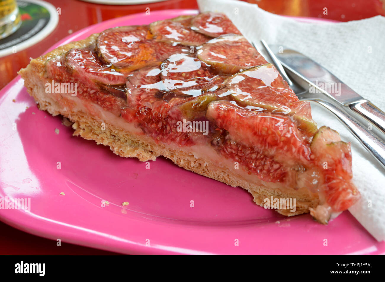 Un fresco fig tart. Foto Stock