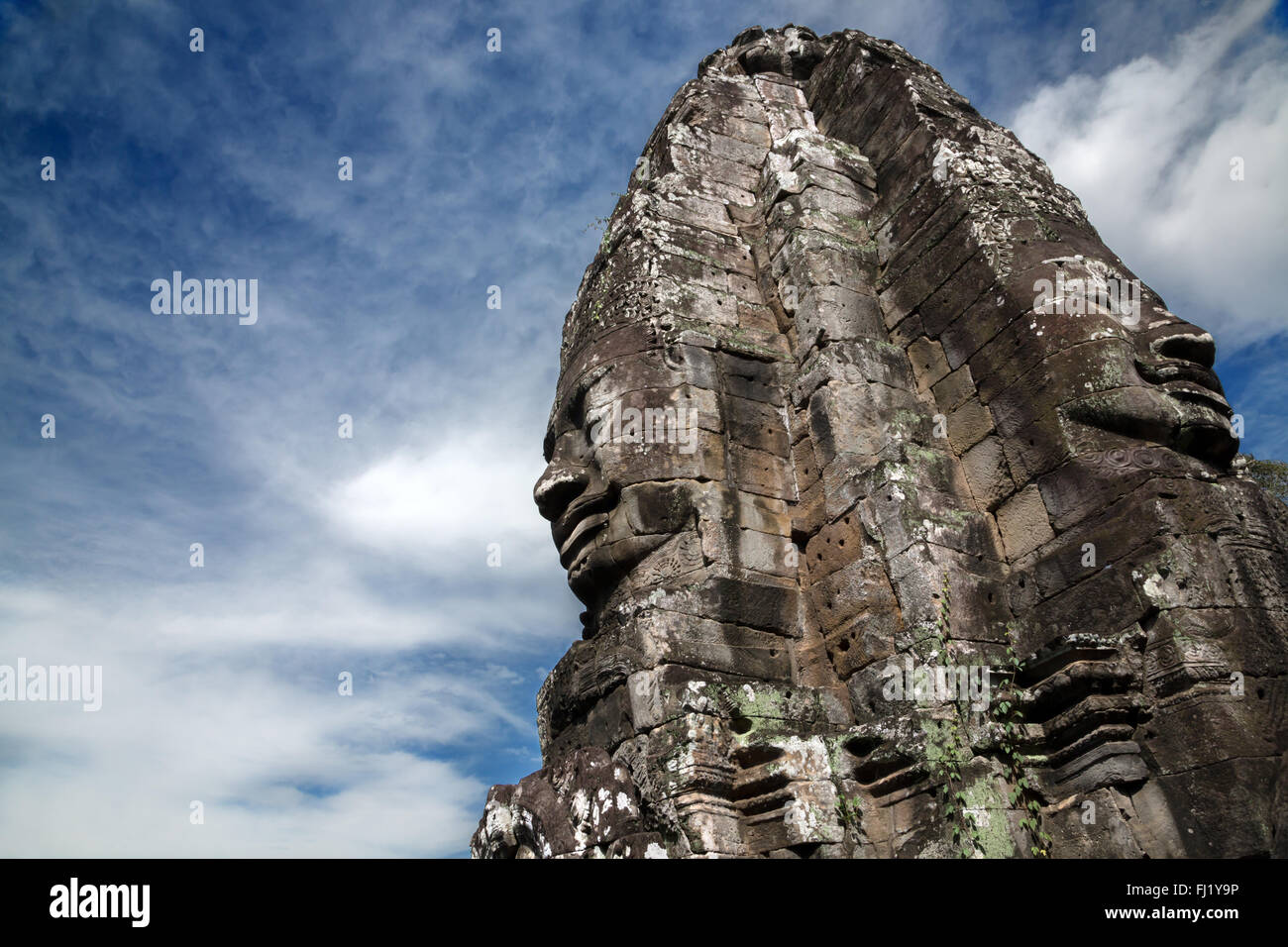 Facce del tempio Bayon, Siem Reap, Cambogia Foto Stock