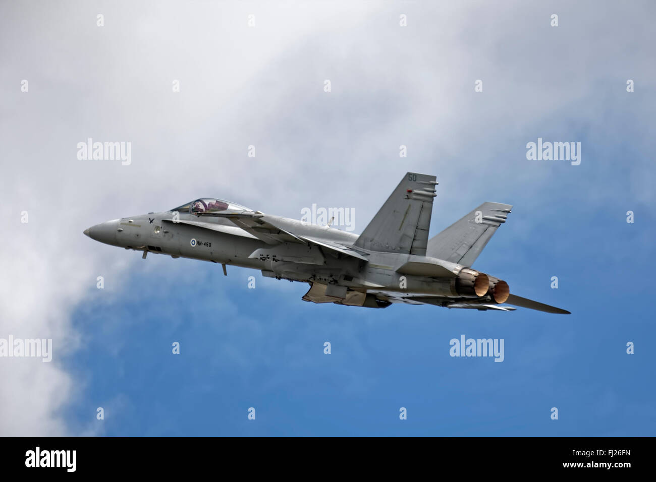 Un finlandese Air Force Boeing F/A-18C Hornet al 2009 Royal International Air Tattoo, RAF Fairford, Gloucestershire, UK. Foto Stock