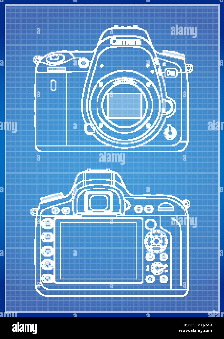 Fotocamera reflex digitale contorno Illustrazione Vettoriale