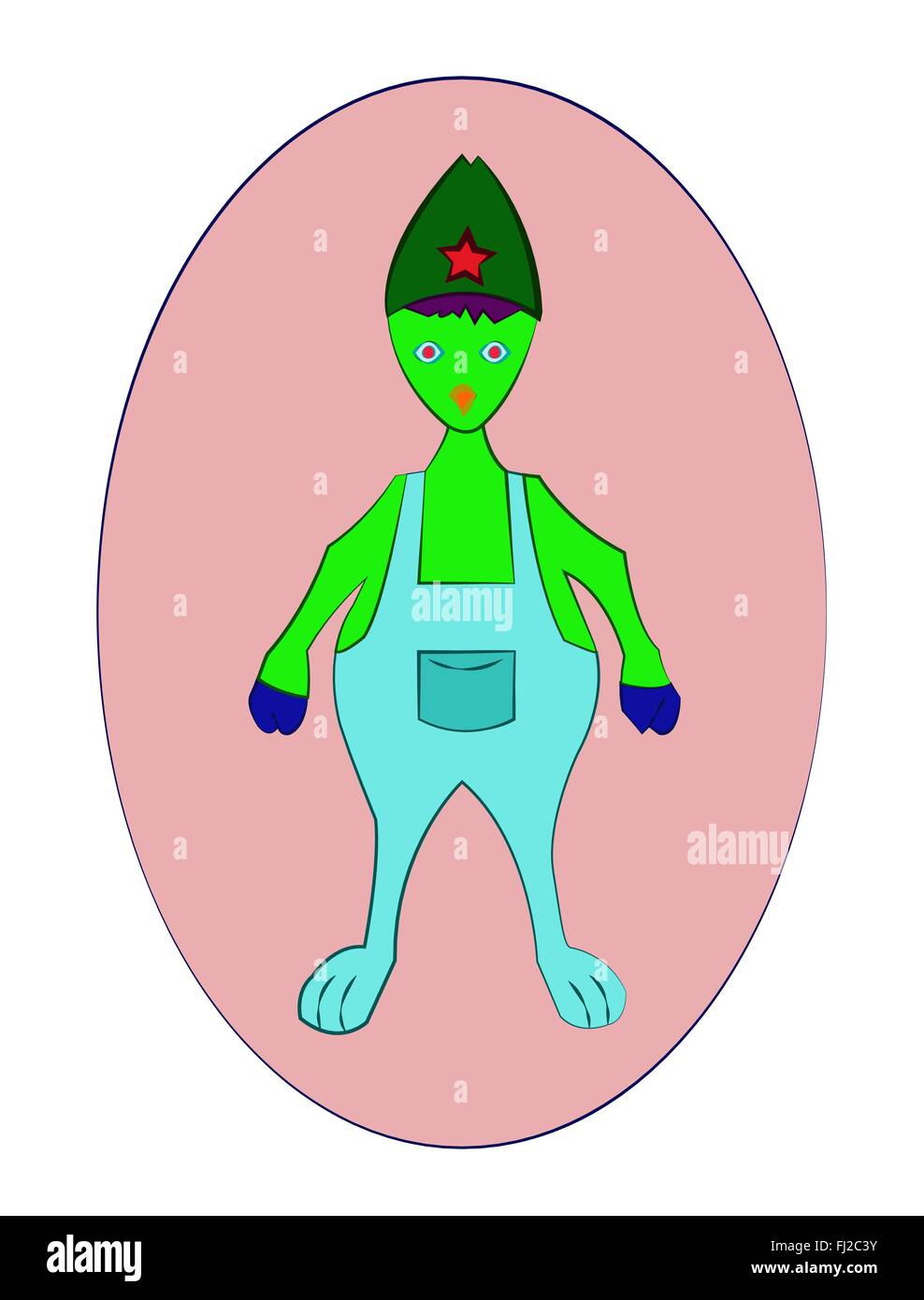 Carattere di fantasia illustrazione. Una creatura immaginaria. Fantastico bestia. Sfondo digitale illustrazione vettoriale. Illustrazione Vettoriale