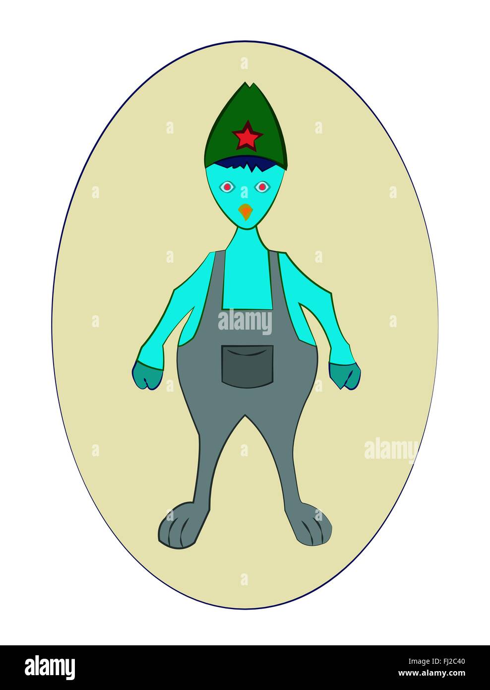 Carattere di fantasia illustrazione. Una creatura immaginaria. Fantastico bestia. Sfondo digitale illustrazione vettoriale. Illustrazione Vettoriale