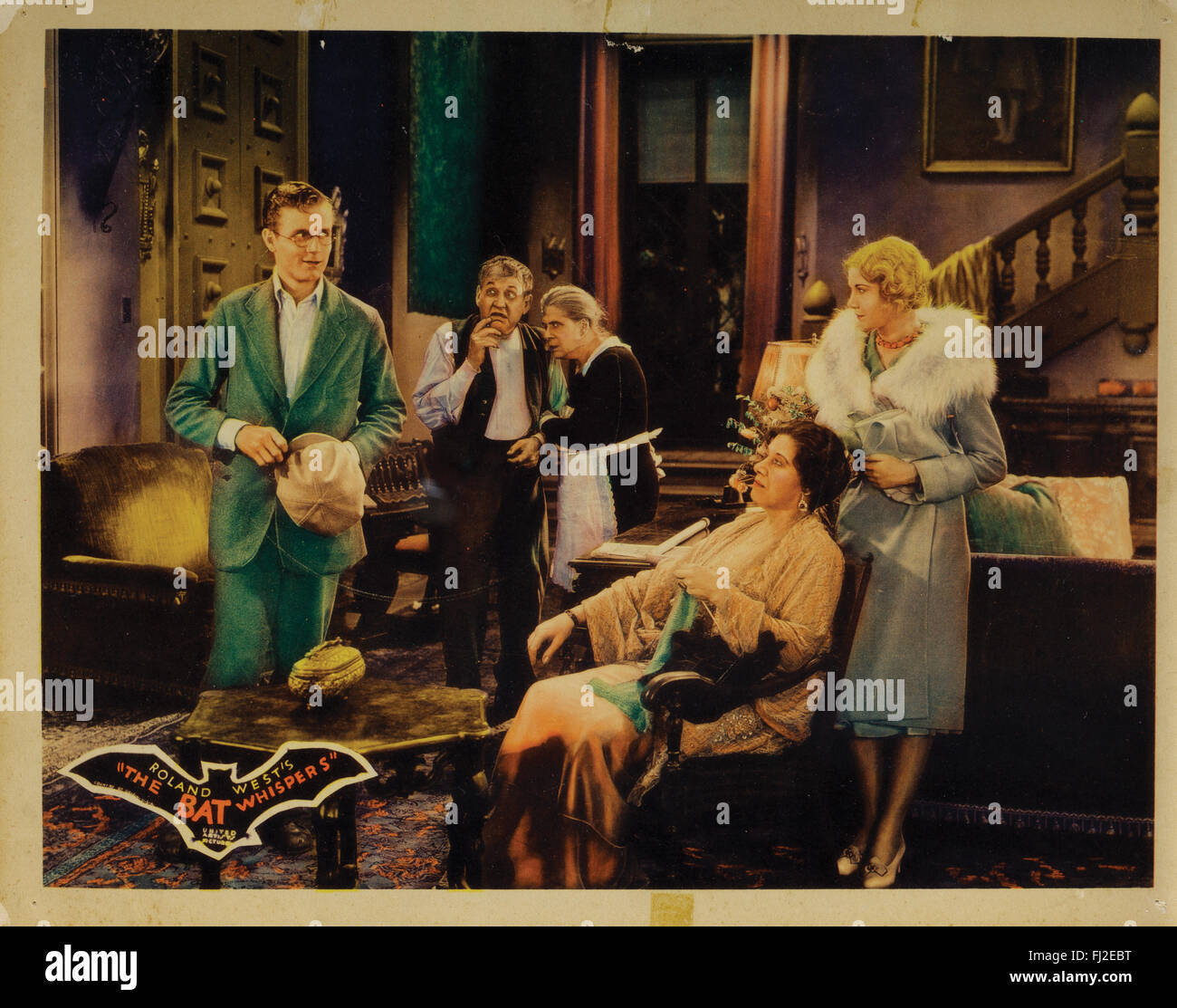 "Bat sussurra' (Roland West Productions, 1930), lobby e scheda di scena. Starring: possibilità Ward, Richard Tucker, Wilson Benge, DeWitt Jennings. Direttore: Roland West. Autori: Mary Roberts Rinehart e Avery Hopwood. Foto Stock