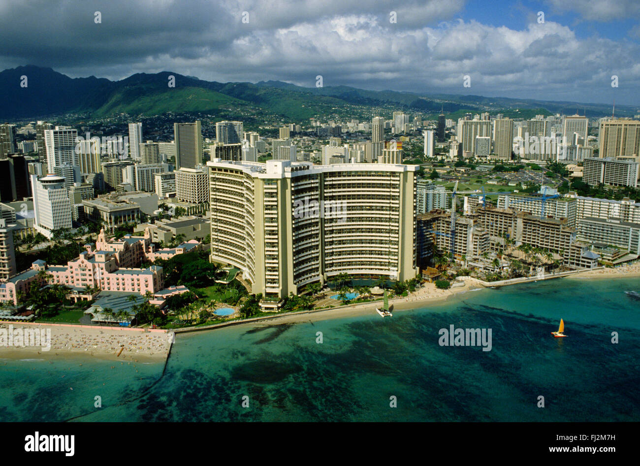 Lo Sheraton Hotel sulla spiaggia di Waikiki Beach - Oahu, HAWAII Foto Stock