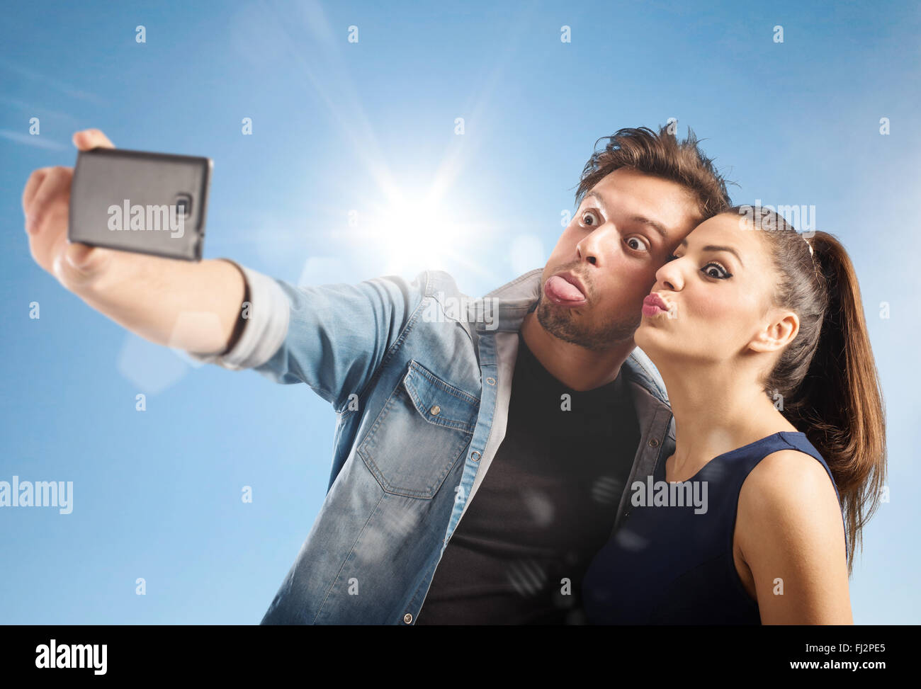 Selfie coppia Foto Stock
