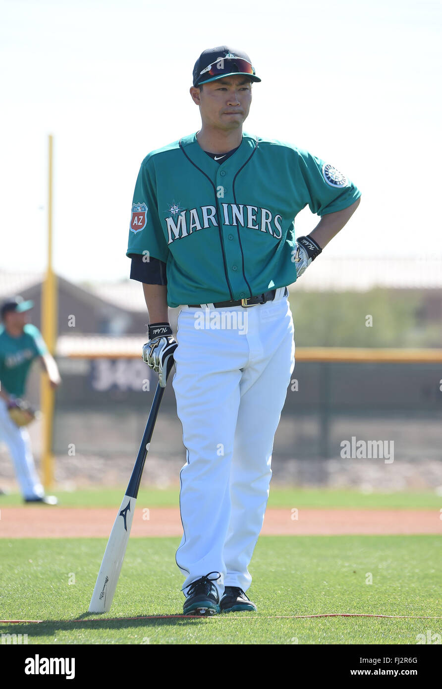Norichika Aoki (marittimi), 25 febbraio 2016 - MLB : Seattle Mariners spring training camp di baseball in Peoria, Arizona, Stati Uniti. (Foto di AFLO) Foto Stock