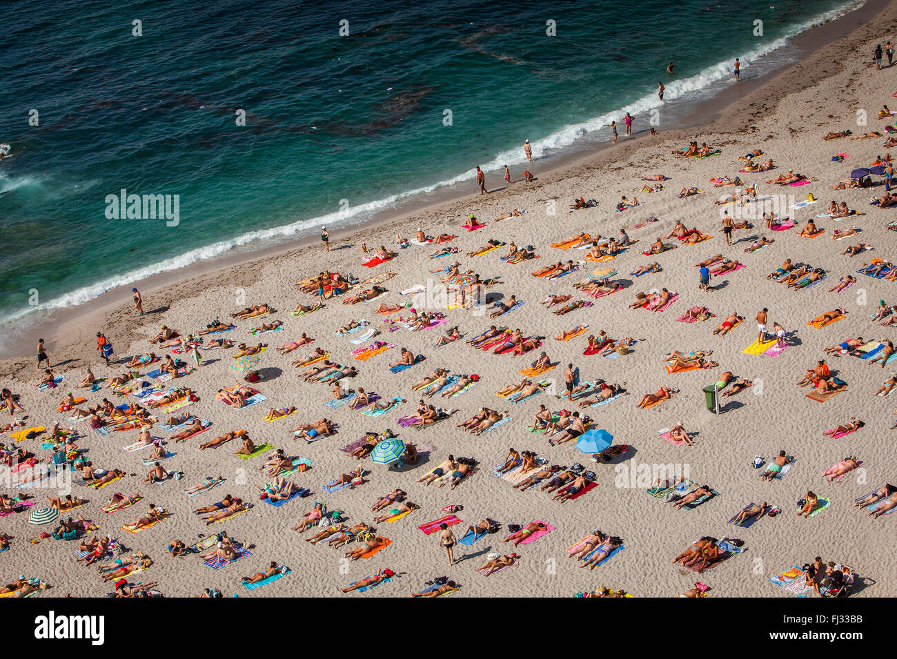 Spiaggia di Riazor, città di La Coruña, Galizia, Spagna Foto Stock