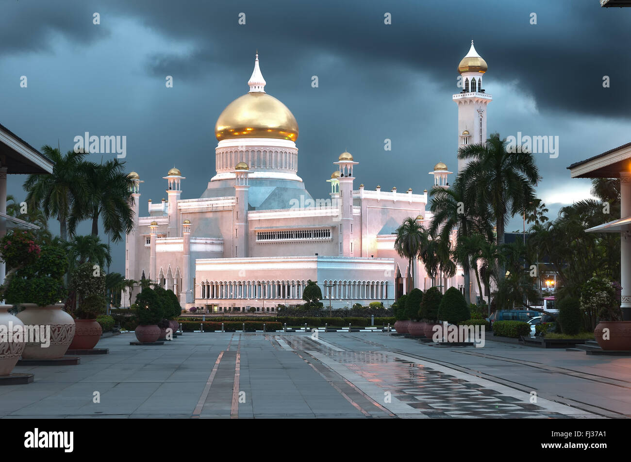 Il sultano Omar Ali Saifuddin Moschea in Brunei Foto Stock