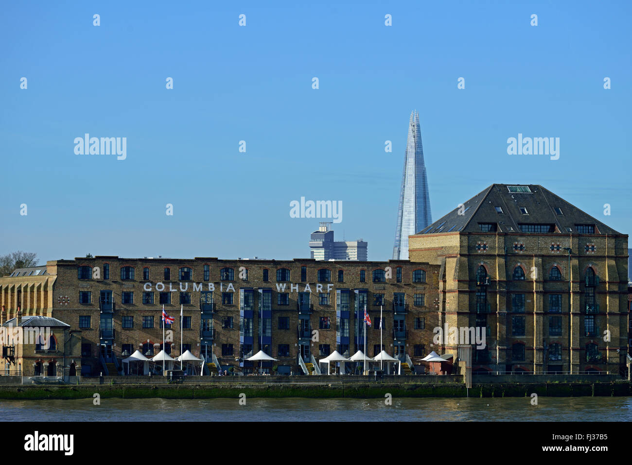 Columbia Wharf e il coccio, Rotherhithe, London, Regno Unito Foto Stock