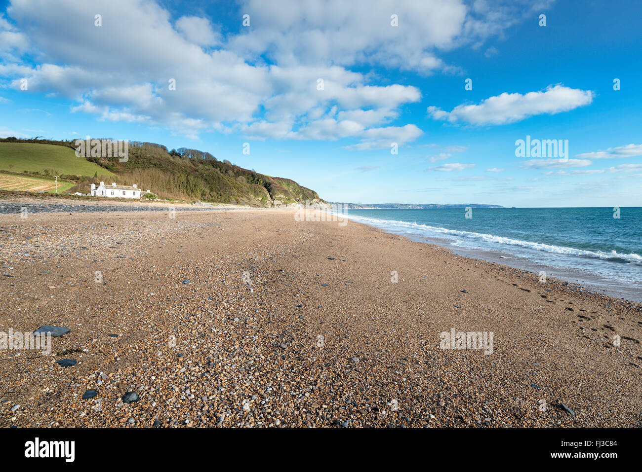 La spiaggia di Beesands sulla costa del Devon Foto Stock