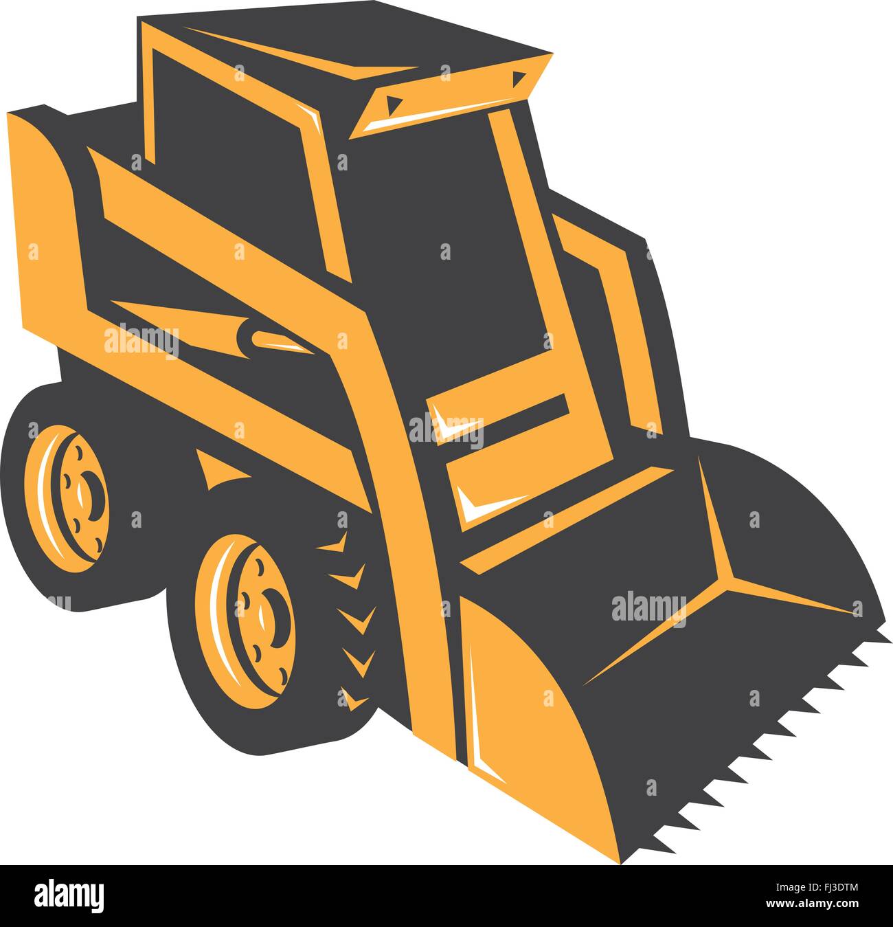 Illustrazione vettoriale di una minipala digger carrello fatto in stile retrò. Illustrazione Vettoriale