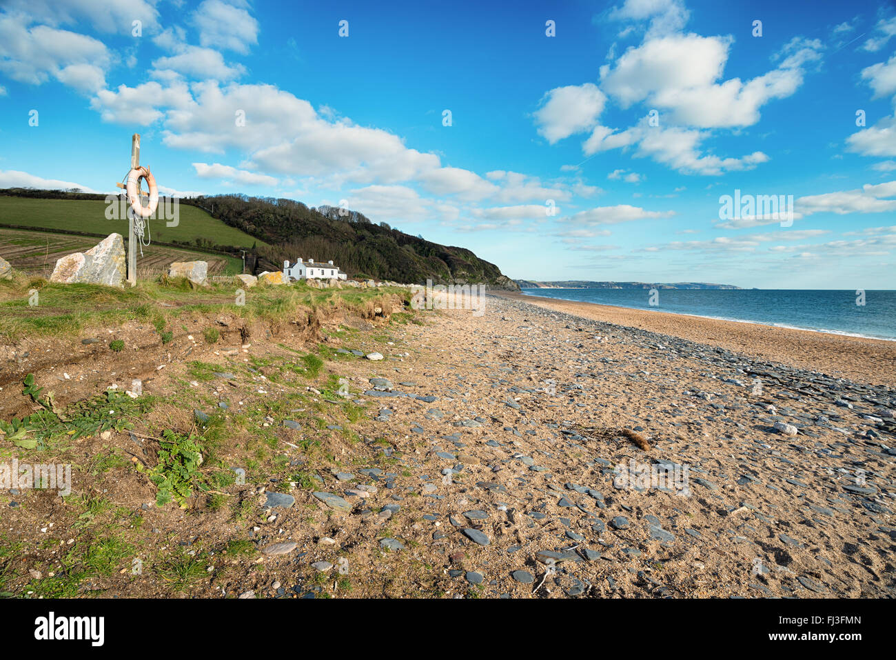 La spiaggia di Beesands sulla costa sud del Devon Foto Stock