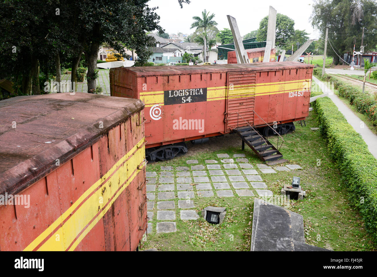 Santa Clara, Cuba - 17 gennaio 2016: Memoriale del treno impaccata con soldati governativi catturato da Che Guevara di forze durante t Foto Stock