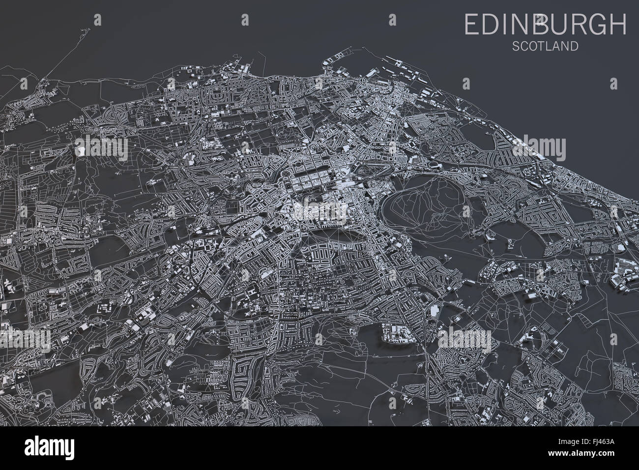 Mappa di Edimburgo, vista satellitare, Scozia, Gran Bretagna Foto Stock