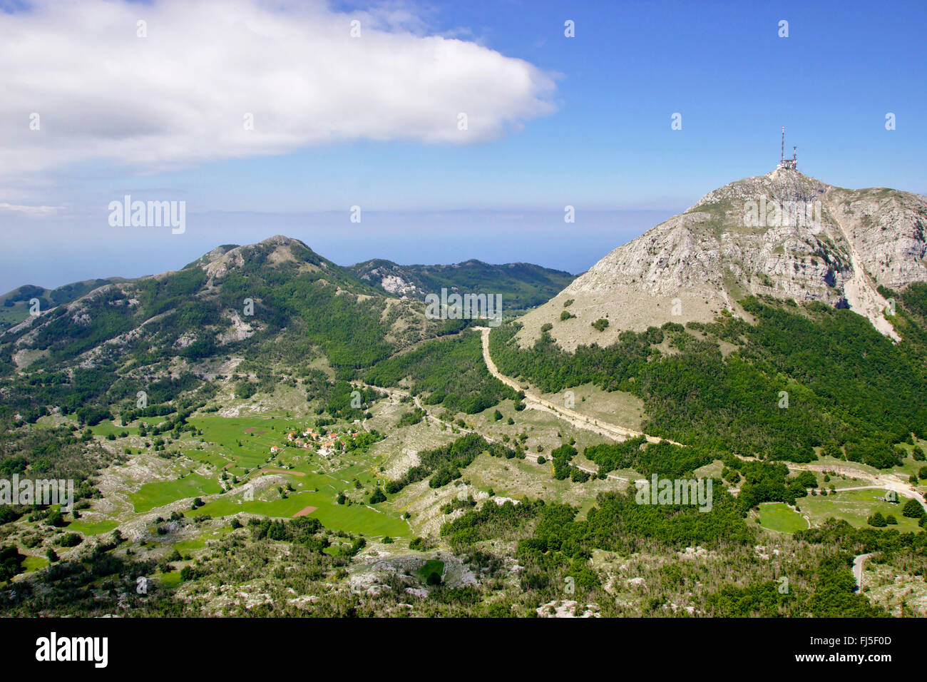 Vista da Jezerski Vrh a Stirovnik nelle montagne di Lovcen, Montenegro, parco nazionale di Lovcen Foto Stock