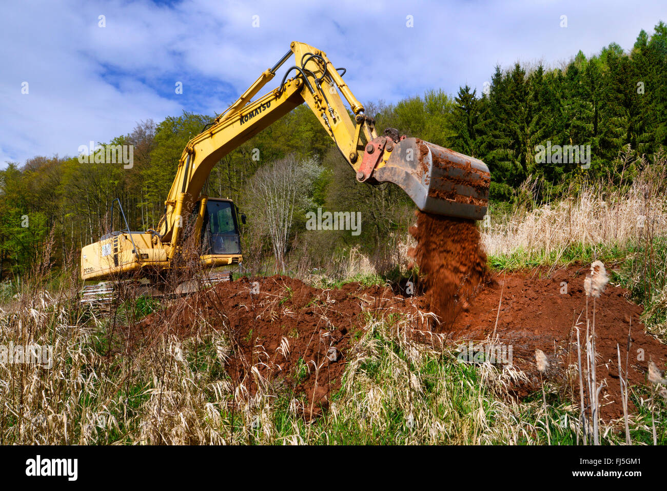 Lavori di sterro, creazione di stagni di anfibio, Germania, Hesse Foto Stock