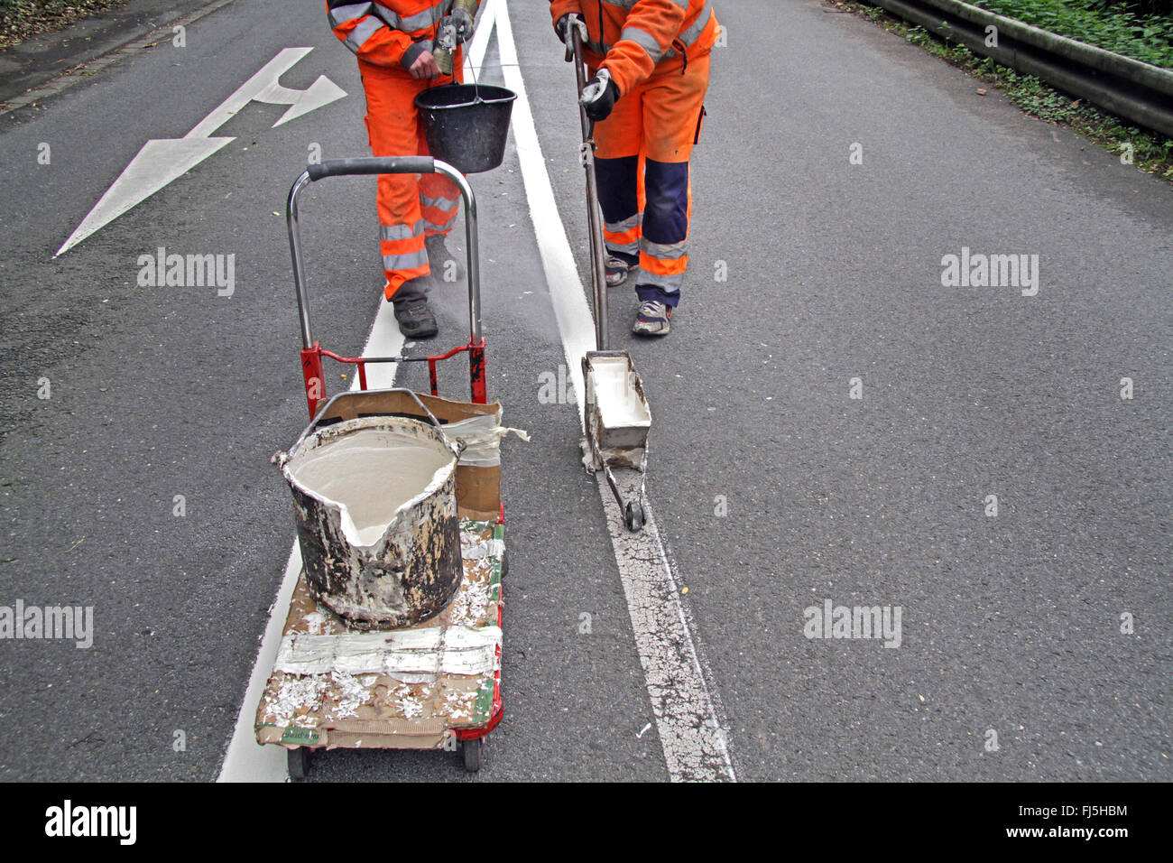 La segnaletica stradale lavoro, Germania Foto Stock