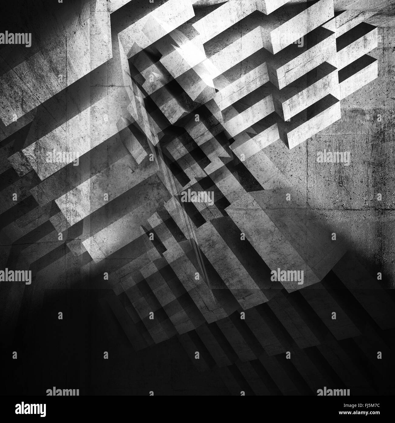 Abstract square grungy calcestruzzo scuro dello sfondo. 3d illustrazione Foto Stock