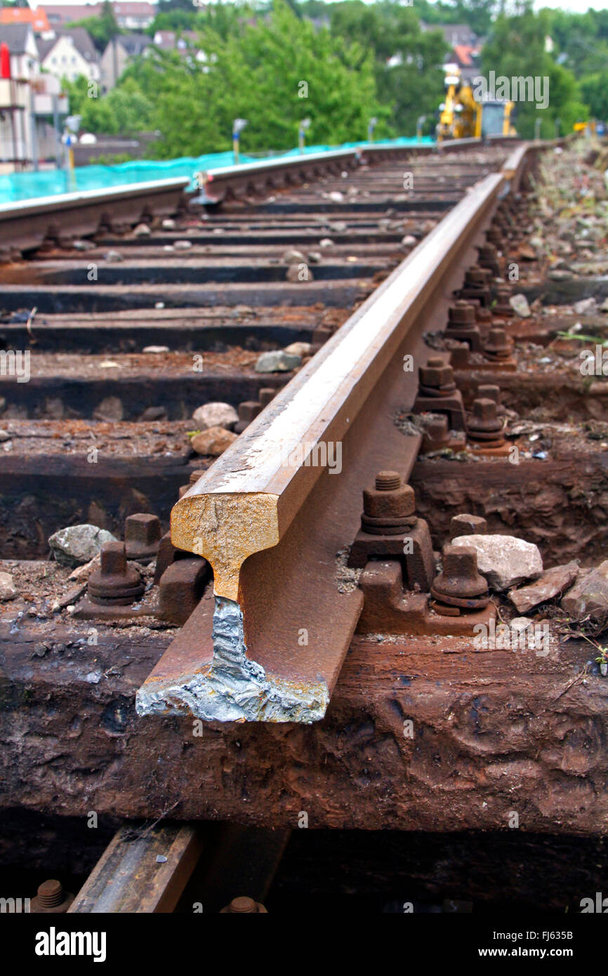 Vecchia ferrovia tagliata via, Germania Foto Stock