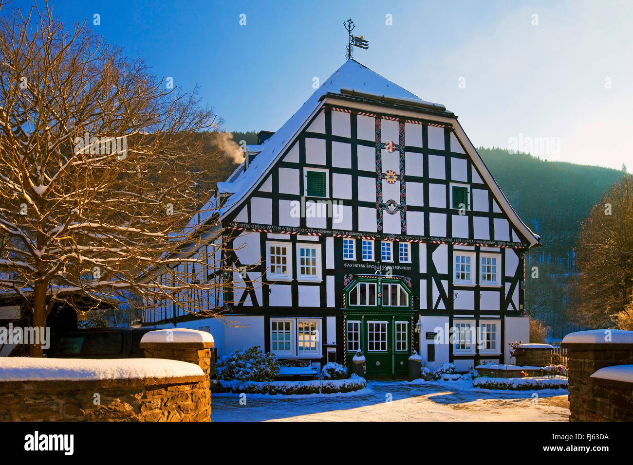 Legno a casa in Saalhausen, in Germania, in Renania settentrionale-Vestfalia, Sauerland, Lennestadt Foto Stock