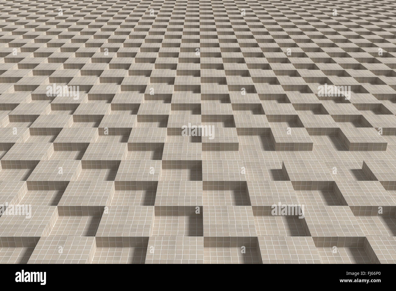 3D rendering di infinite grigio cubi piastrellato. Illustrazione Foto Stock