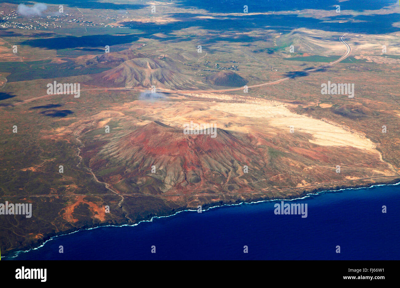 Mountain Roja vicino al Parque Holandes, vista aerea Isole Canarie Fuerteventura Foto Stock