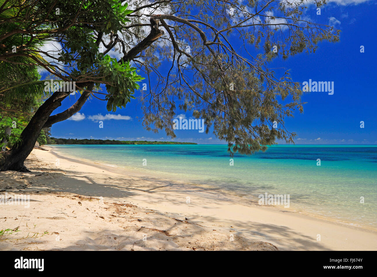 Spiaggia da sogno della Nuova Caledonia, Nuova Caledonia, Ile des Pins, Kanumera Foto Stock