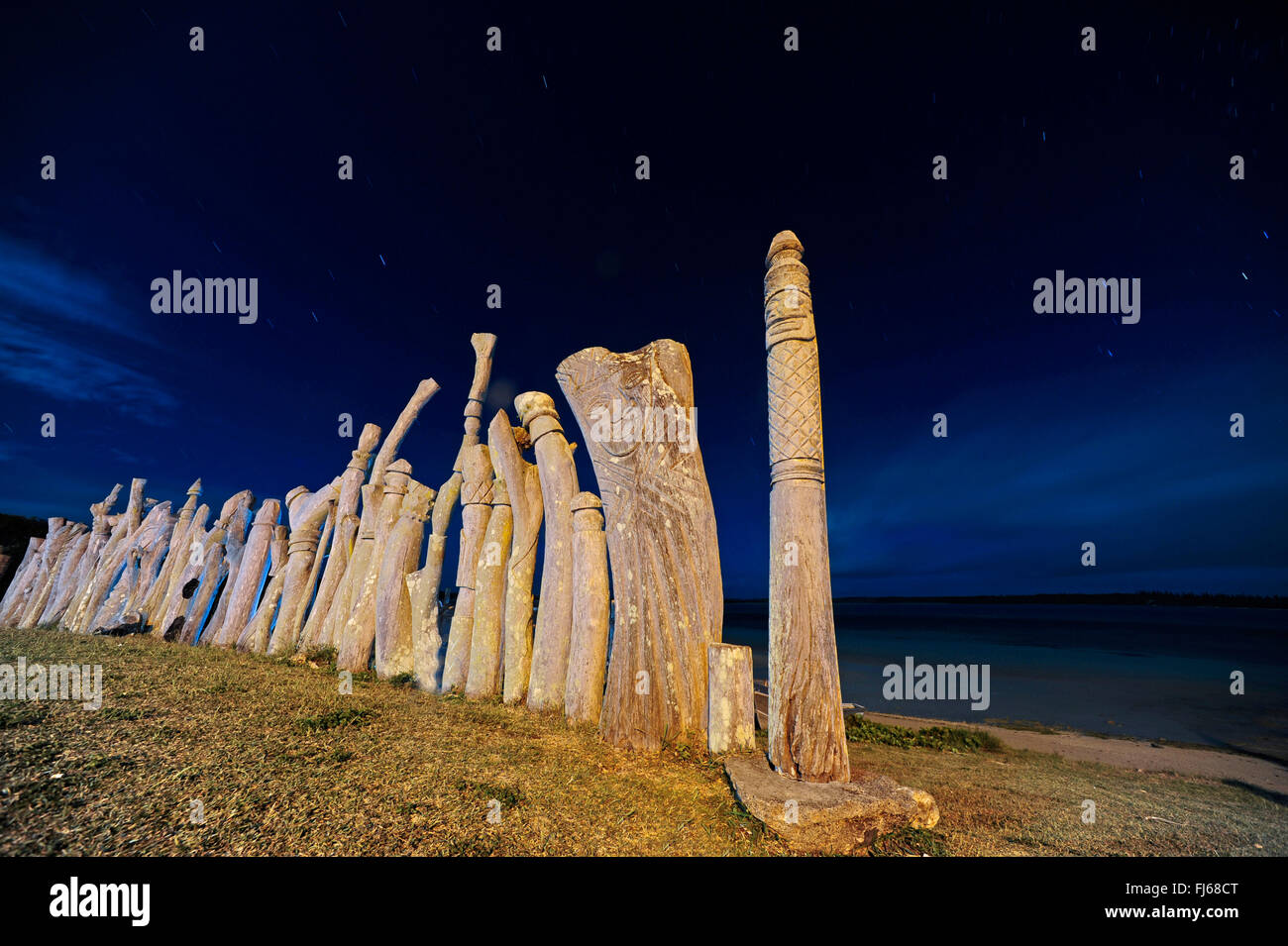 Totem presso le des Pins, Nuova Caledonia, Ile des Pins Foto Stock