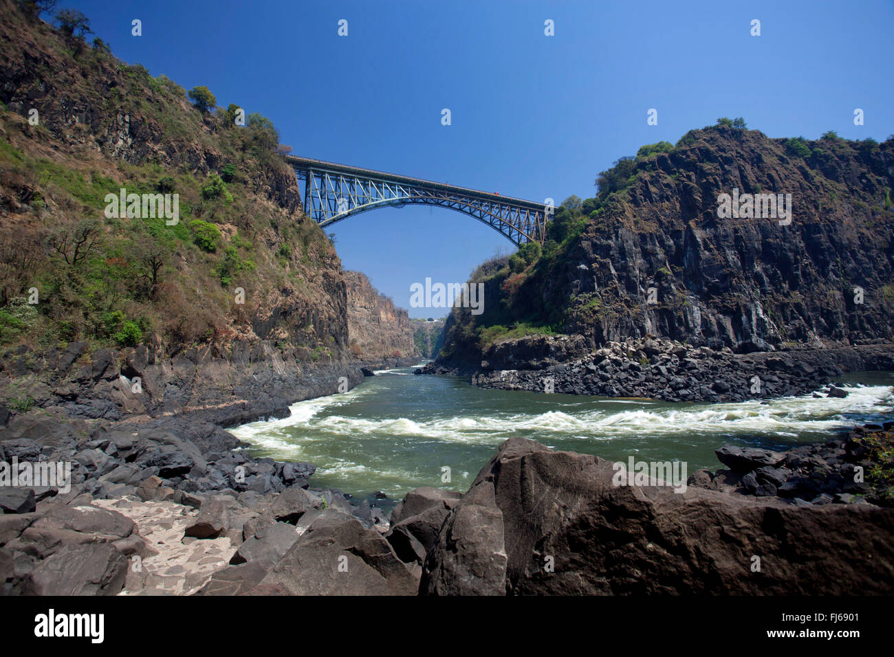 Ponte al di sopra dello Zambesi a Victoria Falls, Victoria Falls Bridge, Zambia, Victoria Falls Bridge Foto Stock