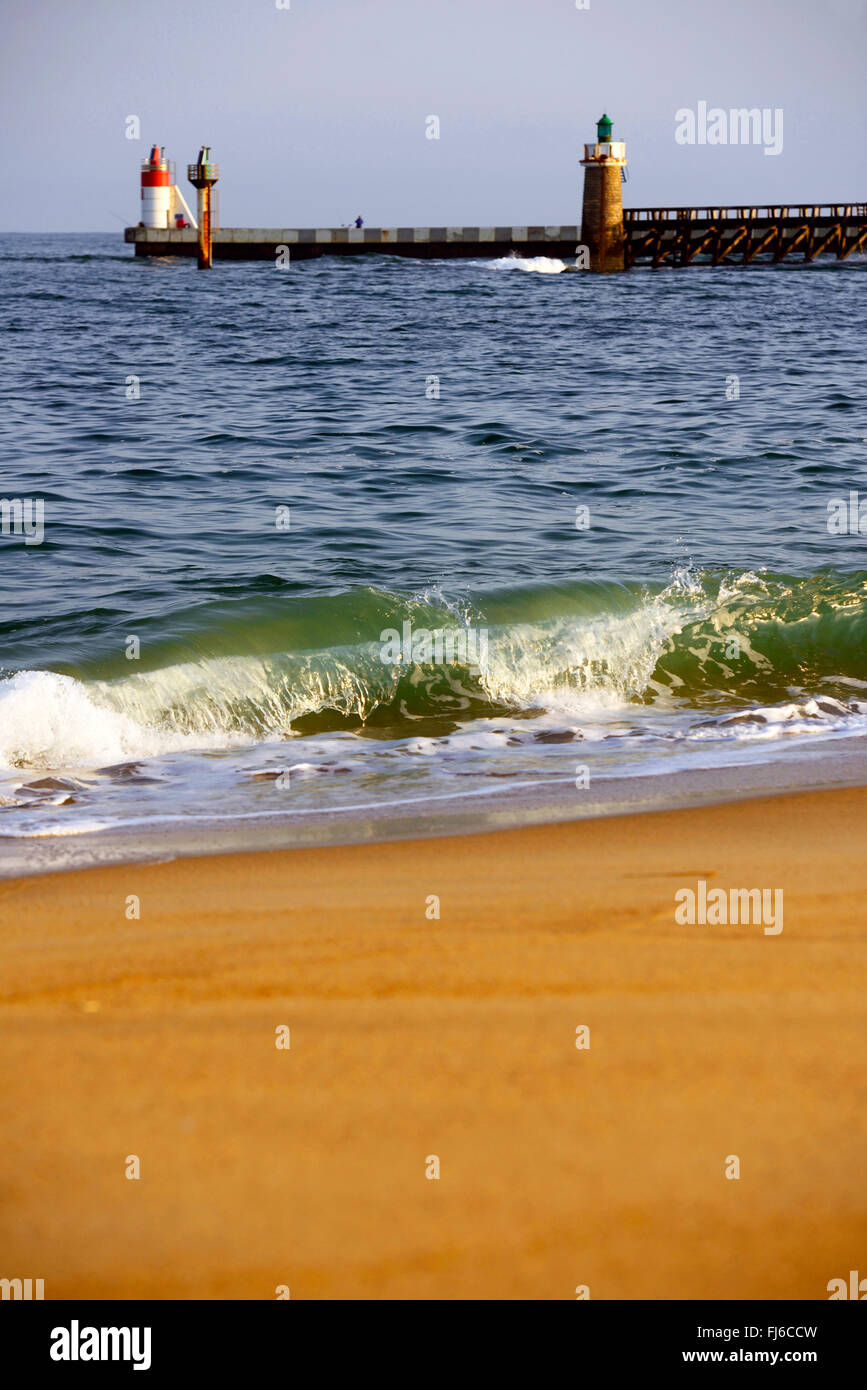 Faro e il molo di Capbreton, franrkreich, Aquitanien, DÚpartement Landes, Cap Breton Foto Stock