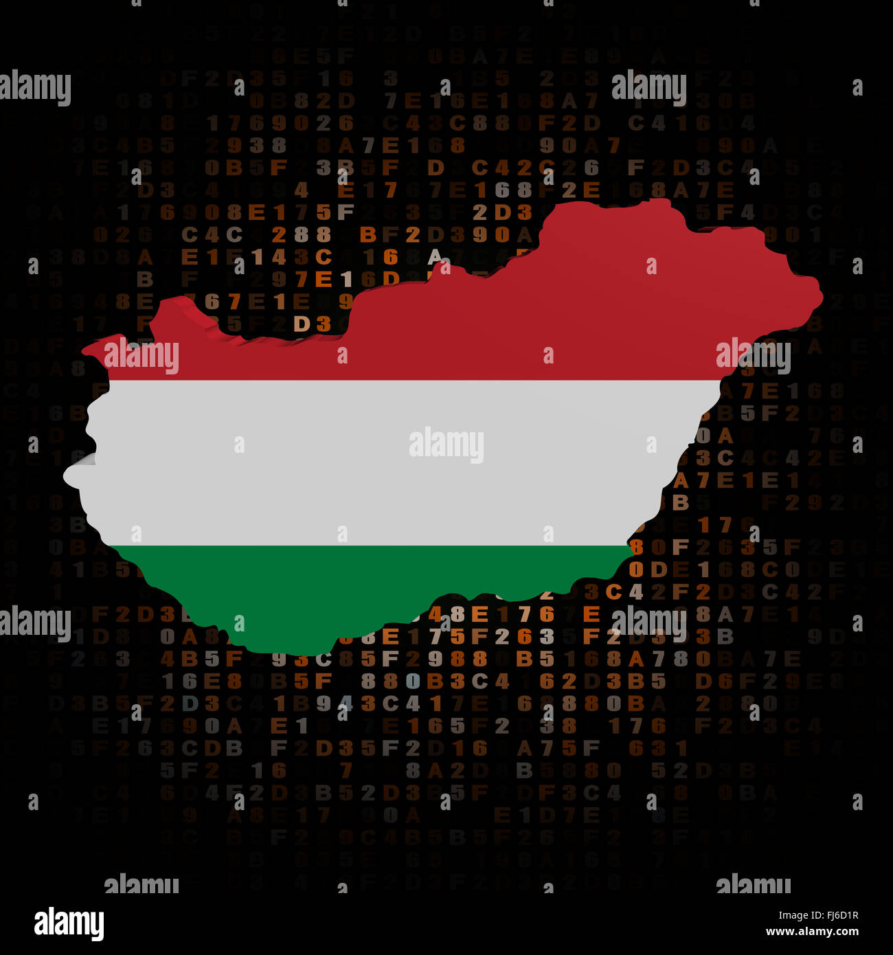 Mappa di Ungheria bandiera sul codice esadecimale illustrazione Foto Stock