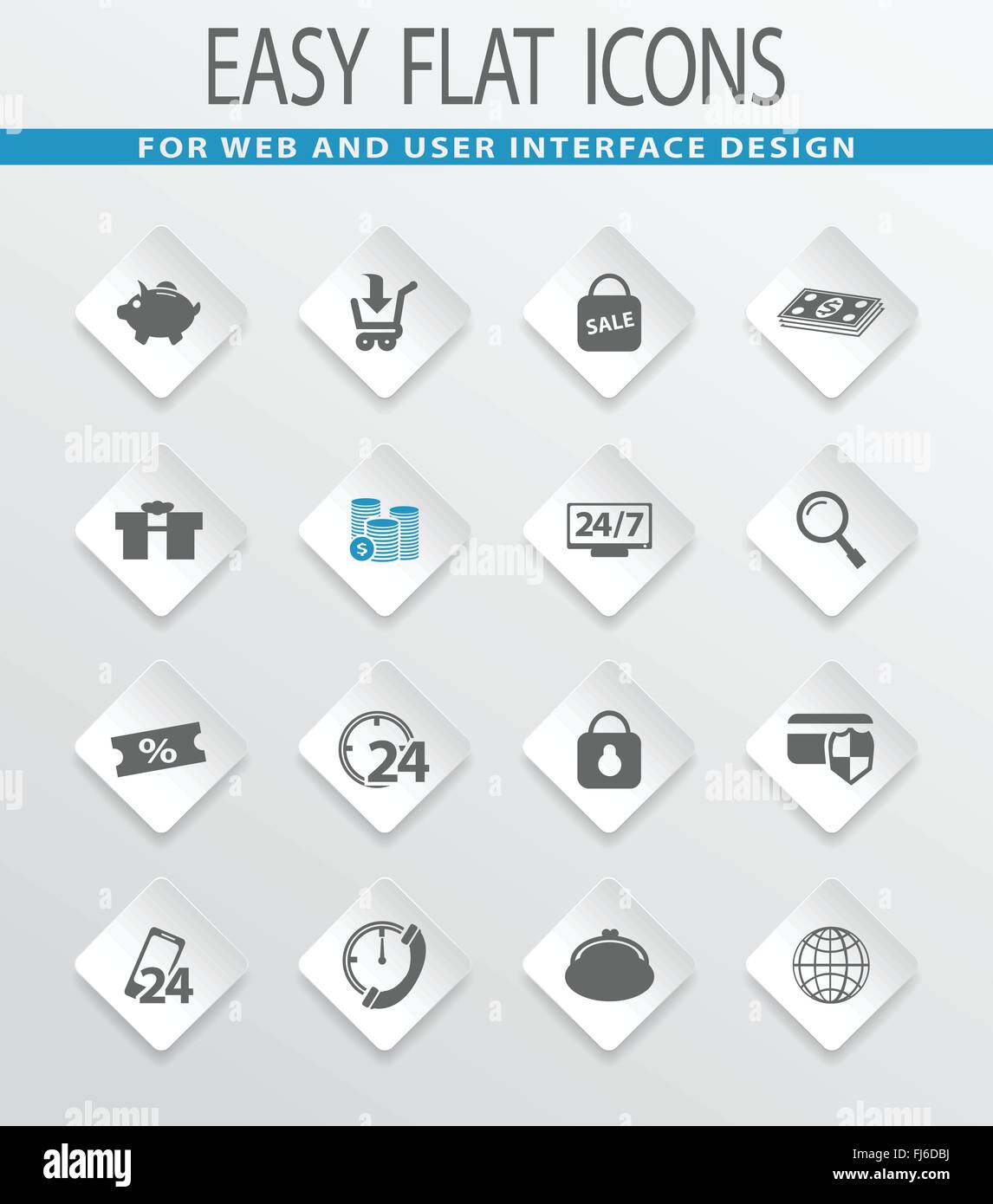 Shopping, di marketing e di e-commerce icona impostare Illustrazione Vettoriale