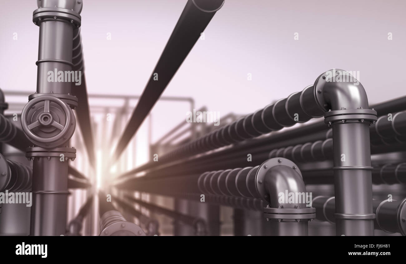 Rete industriale con tubi olio Foto Stock