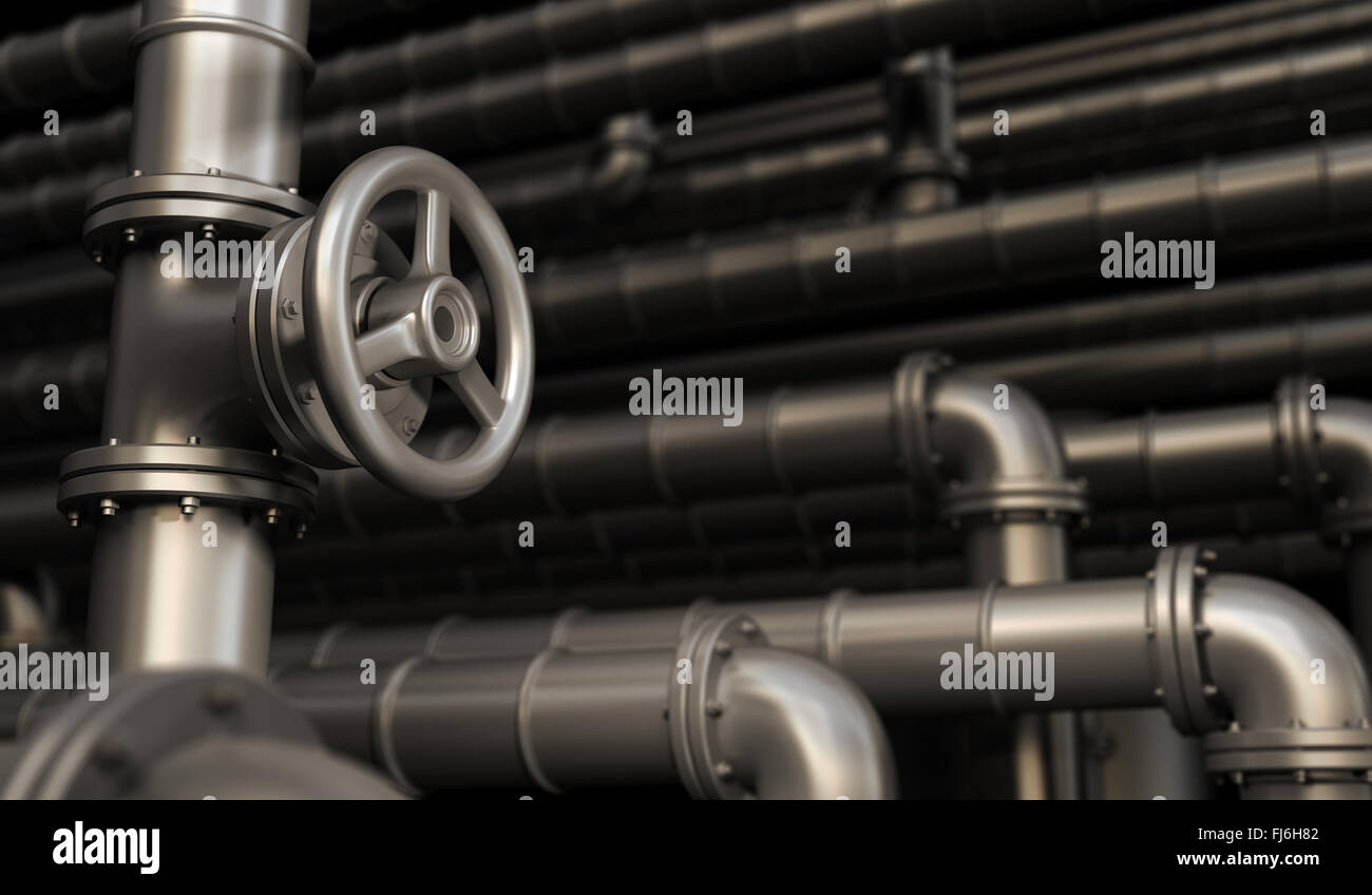 Rete industriale con tubi olio Foto Stock